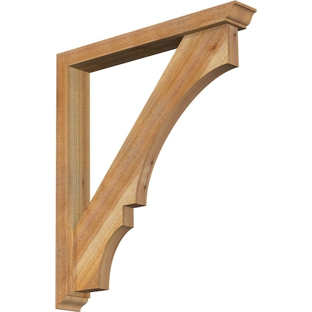 Ekena Millwork Balboa Traditional Rough Sawn Bracket w/ Offset Brace, Western Red Cedar, 4"W x 28"D x 32"H BKT0402X28X32BOA01RWR